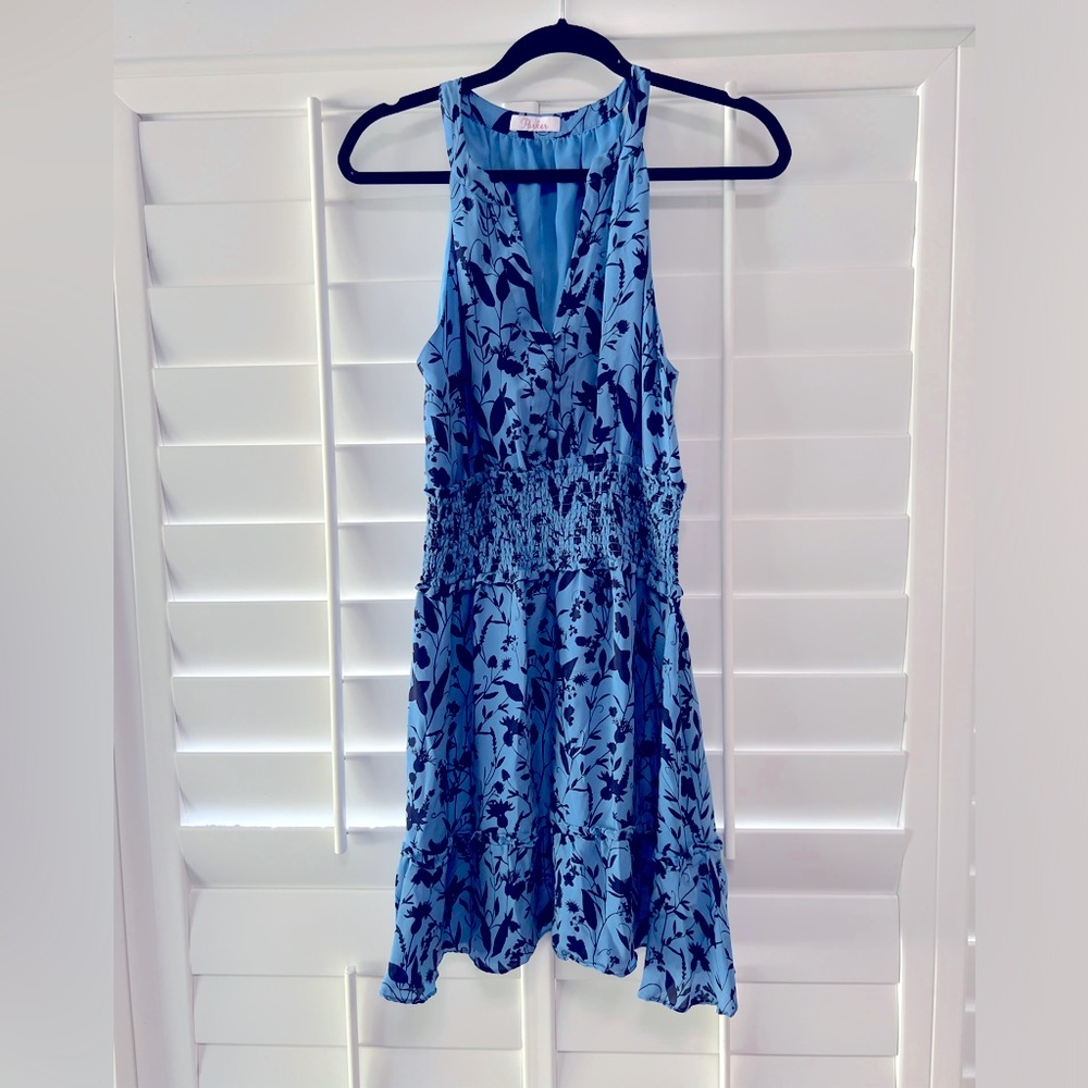 Parker silk mini dress navy and blue sleeveless mini dress size Medium.